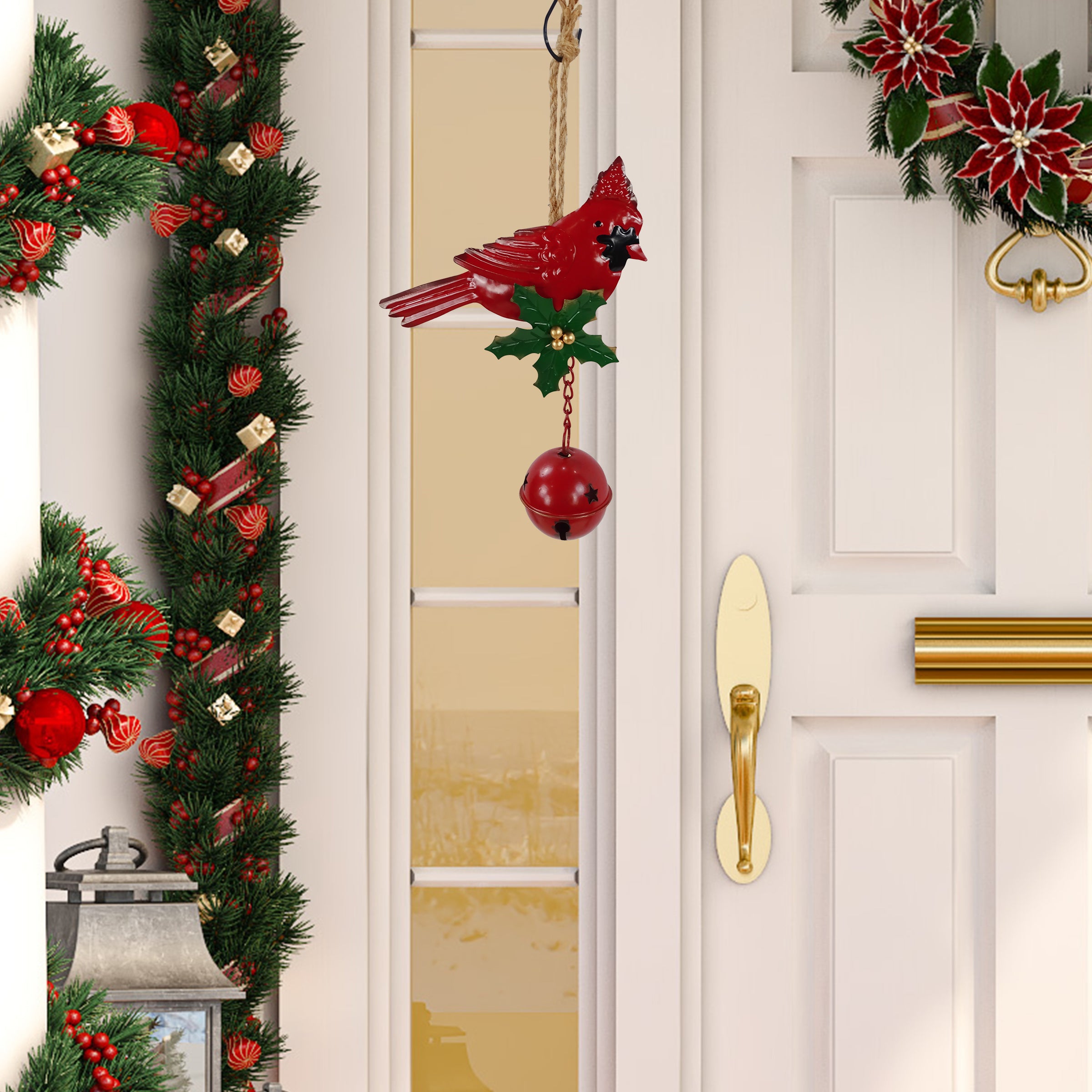 Large Cardinal Display Cardinal Bird with Bell Hanging Decor -Display Stand of 8 – Alpine 4 U