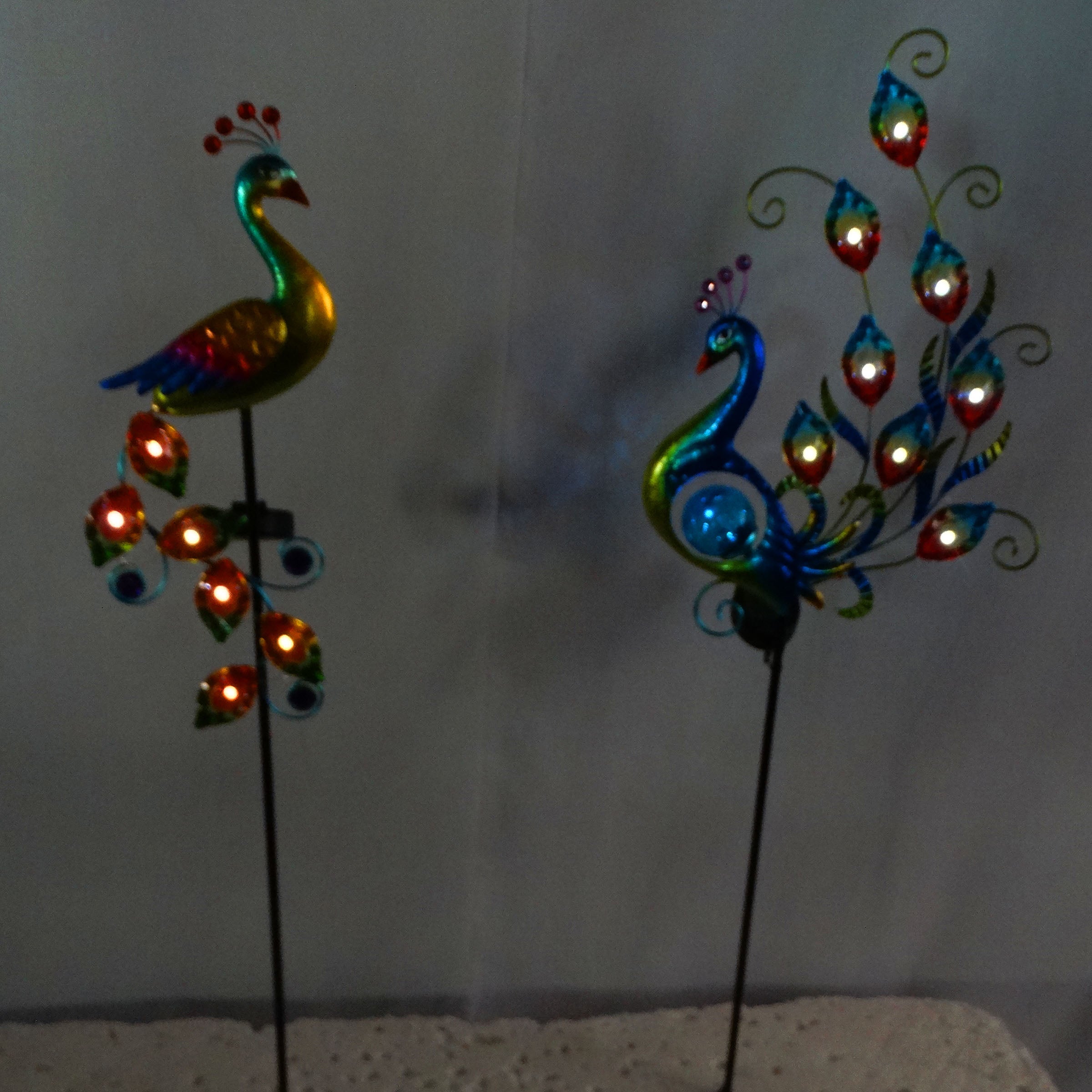 Cockapoo Solar Stakes Solar Peacock Stake w/ LED Lights – Alpine 4 U