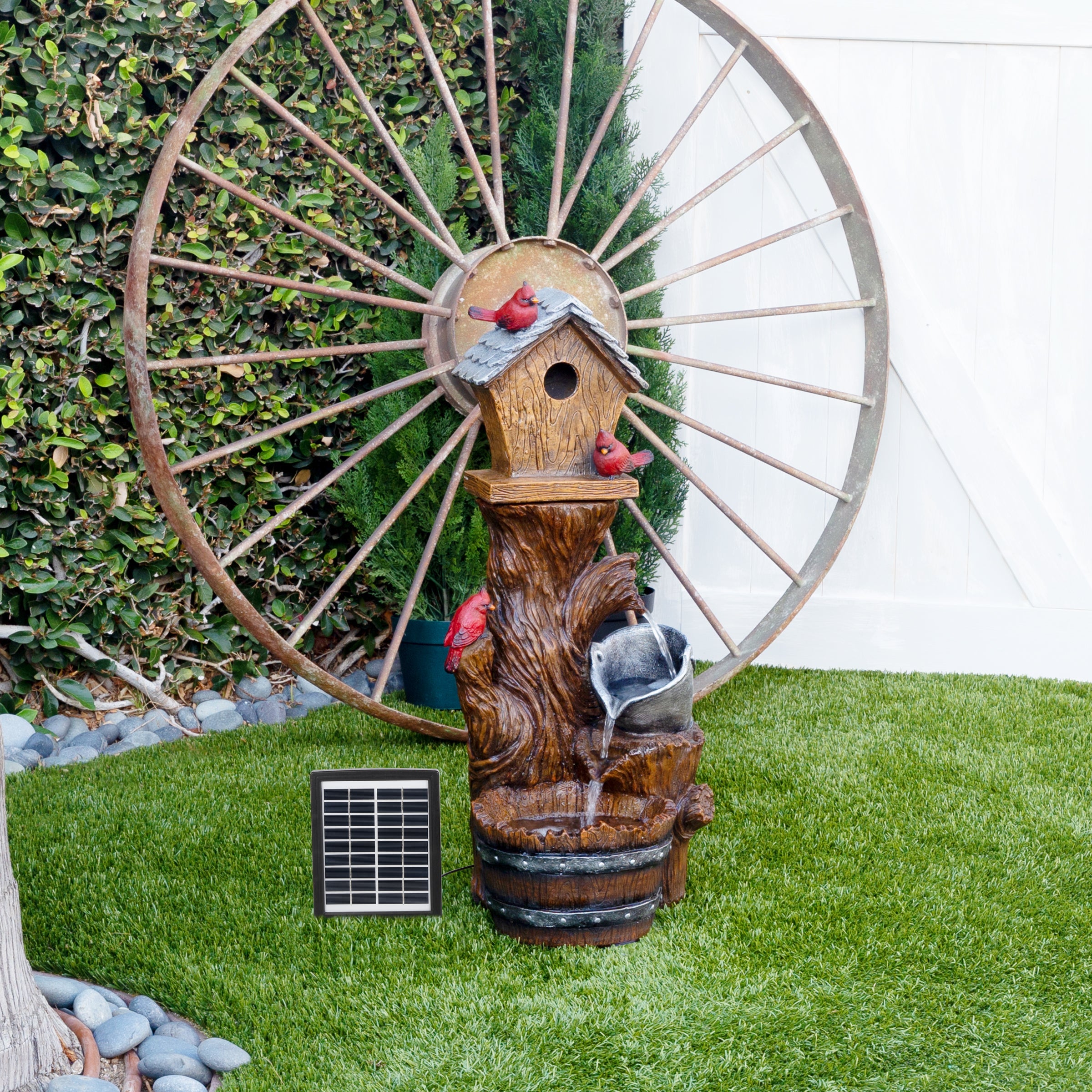 Solar Cardinal Solar Cardinal Birdhouse Cascading Barrel Fountain – Alpine 4 U