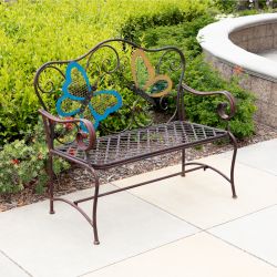 Alpine Corporation 45" x 23" Outdoor 2-Person Butterfly Garden Bench