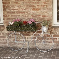 Alpine Corporation 54"L Indoor/Outdoor Antique Metal Bicycle Decoration, Gray