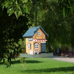 Alpine Corporation 9" Tall Outdoor Hanging Colorful Bird Feeder, Café