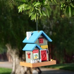 Alpine Corporation 9" Tall Outdoor Hanging Colorful Bird Feeder, Flower Shop