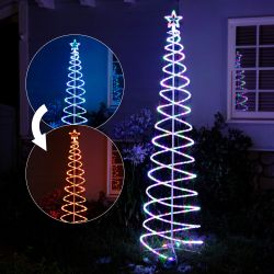 Alpine Corporation Large Spiral Christmas Tree with Multi-Functional Colored LED Lights