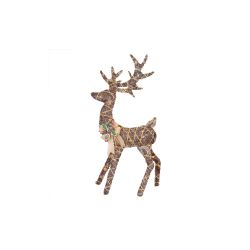 Alpine Corporation 3D Natural Rattan Reindeer with Warm White LED Lights