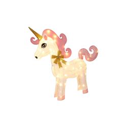 Alpine Corporation 20"L White Mesh Light-Up Unicorn with Pink Mane and Tail