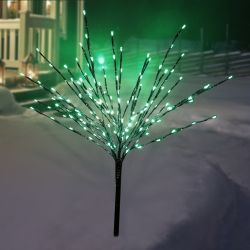 Alpine Corporation 39"H Indoor/Outdoor Metallic Foil Tree Stake Holiday Decoration with Green LED Lights