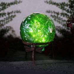 Pearlized Green Glass LED Gazing Globe with Stand