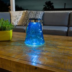 Alpine Corporation 7" Tall Solar Blue LED Wasp Trap Decor, Set of 2