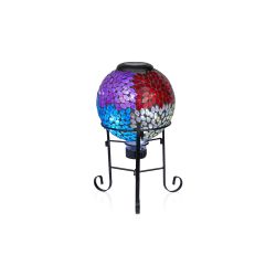 Alpine Corporation 10"L Solar 8" Multi-Color Leaf Gazing Globe with Metal Stand