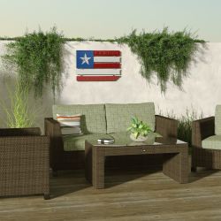 Alpine Corporation Wood and Metal Flag Wall Décor