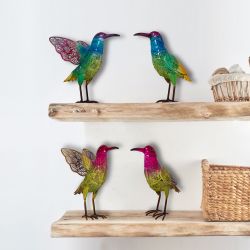 Colorful Metal Hummingbirds Master Pack of 4