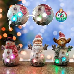 Alpine Corporation Glittered Christmas Figure with LED Lights - Tray Pack of 9