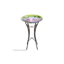 Alpine Corporation 20"L 18" Glass Birdbath with Red Cardinal Bird Painted Finish