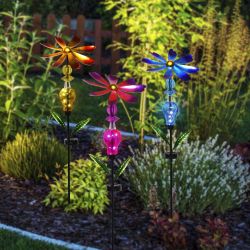 Solar Bejeweled Spinning Floral Stake - Asst. Display of 9