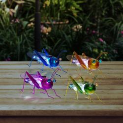 Solar Colorful Grasshopper Décor - Assorted Case Pack of 4