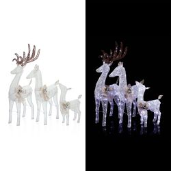 Alpine Corporation White Mesh Holiday Decor Reindeer Family with LED Lights