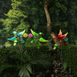 Metal & Glass Hummingbird Garden Stakes Asstd Display of 12