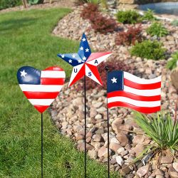 Patriotic Flag Garden Stake - Assorted of 18