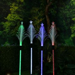 Solar Fiber Optic Tree w/Motion LEDs - Asst'd Tray Pk of 16