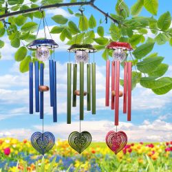 Solar Wind Chime With LED Light - Assorted Master Pack of 6