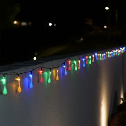 Alpine Corporation 228" 19' Long Solar Powered Multi-Color Dual Function Teardrop String Lights (Set of 2)