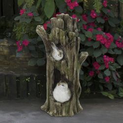 Alpine Corporation Birds in a Tree Trunk Statue