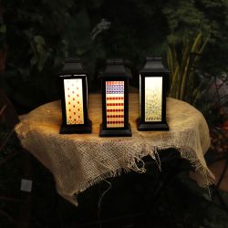 Solar Mosaic Lantern w/Warm White LED - Asstd Tray Pack of 9