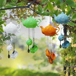 Ceramic Teacup Wind Chimes w/Display - Asstd Master Pck of 8