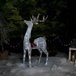 Alpine Corporation 50"H Mesh Holiday Reindeer Lawn Decoration with Cool White Lights