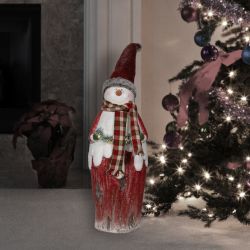 Alpine Corporation 30"H Indoor Country Snowman Statue Decoration with LED Lights