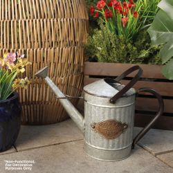 Alpine Corporation 12" Tall Vintage Style Decorative Metal Watering Can with Rustic Finish