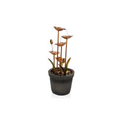 Alpine Corporation 12"L Copper Tiered Flower Fountain with LED Lights