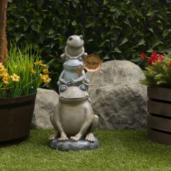 Alpine Corporation 18"H Stacked Frogs with Flower Indoor/Outdoor Decorative Garden Statue